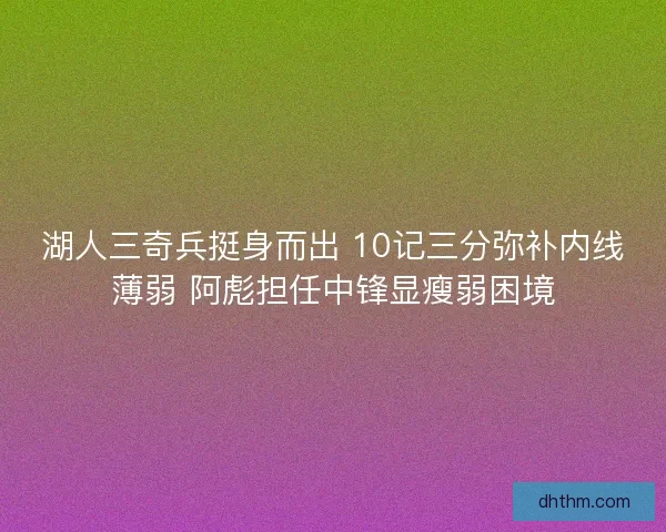 湖人三奇兵挺身而出 10记三分弥补内线薄弱 阿彪担任中锋显瘦弱困境